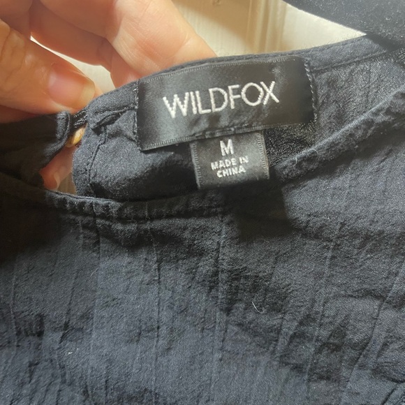 Wildfox flutter sleeve blouse cropped black cotton medium - Picture 8 of 10